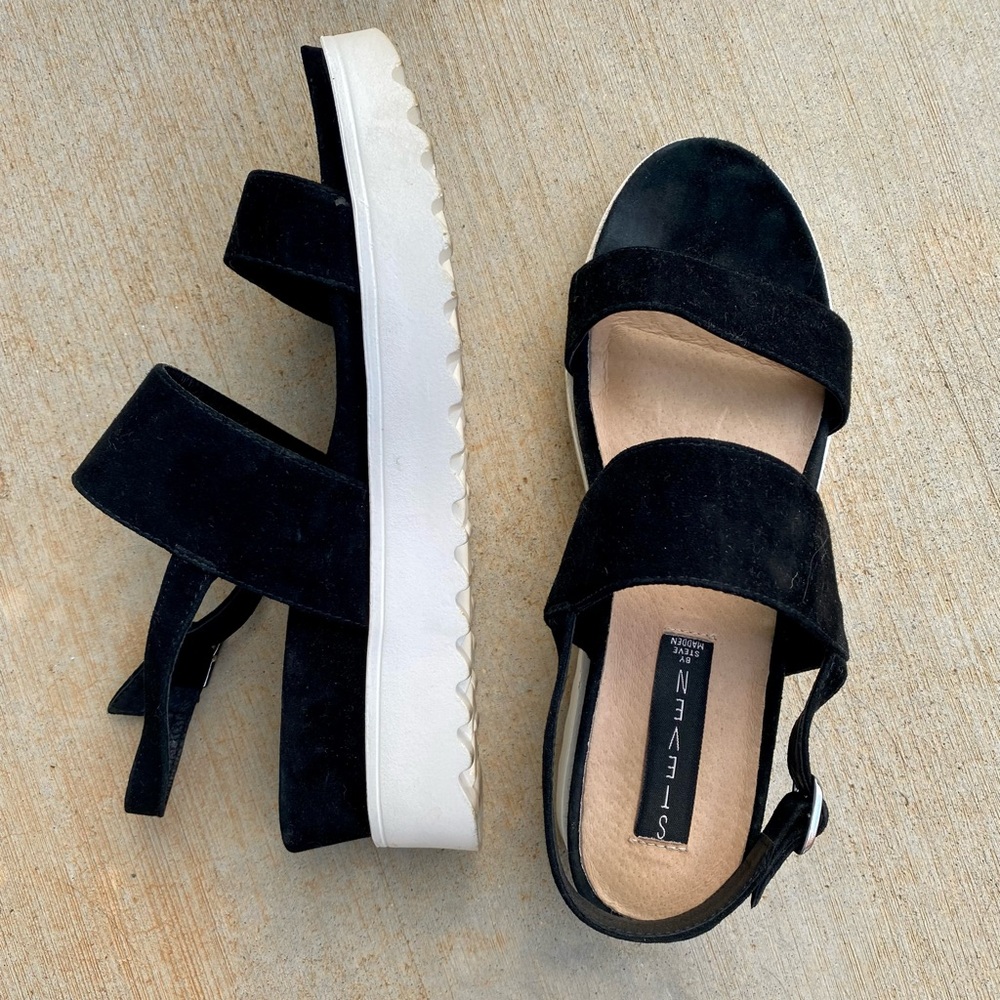 Black and White Platform Sandals
